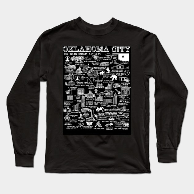 Oklahoma City Map Art Long Sleeve T-Shirt by fiberandgloss